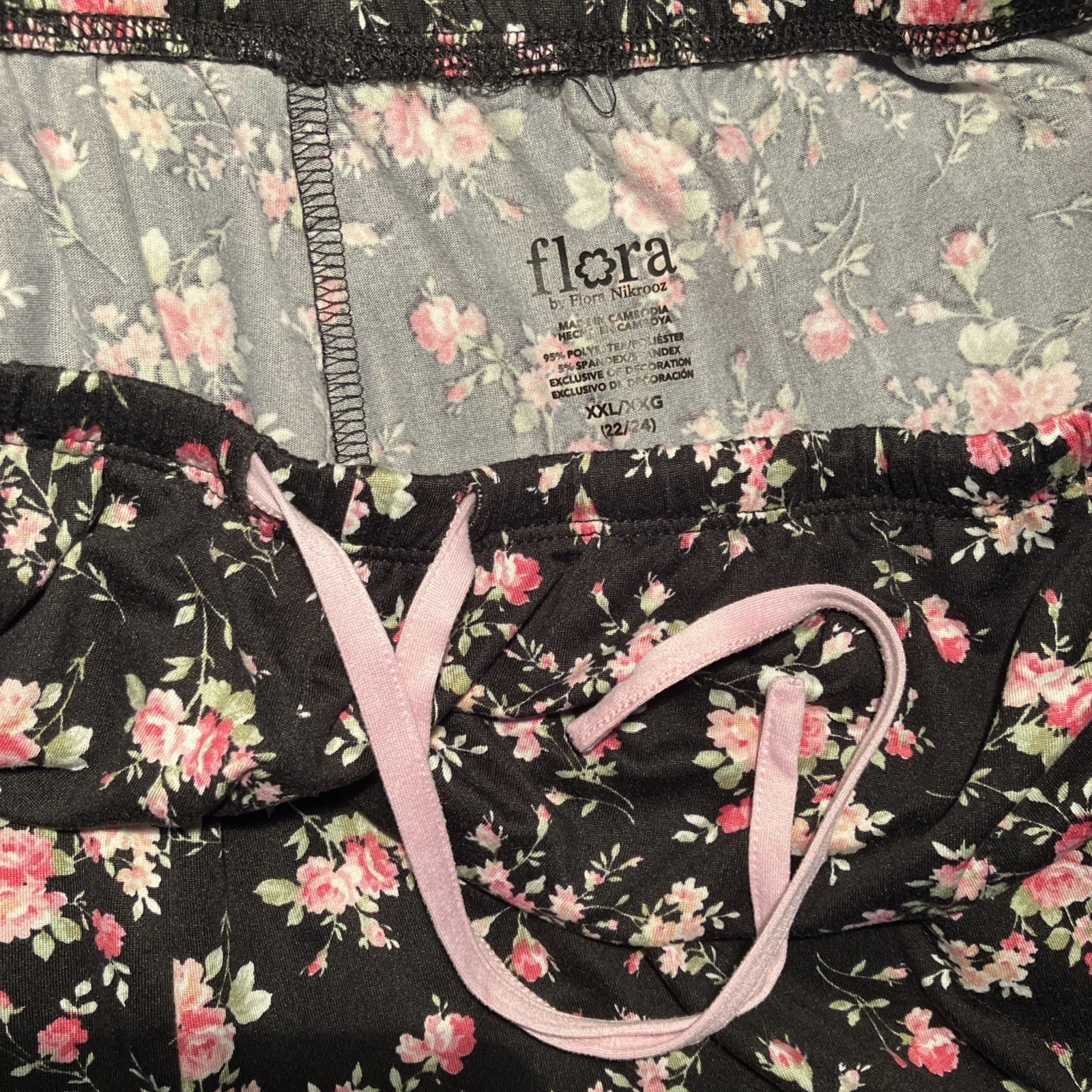 Flora Nikrooz Long Sleeve 2 Piece Lounge Pajama Set Black Pink XXL 22/24 Soft