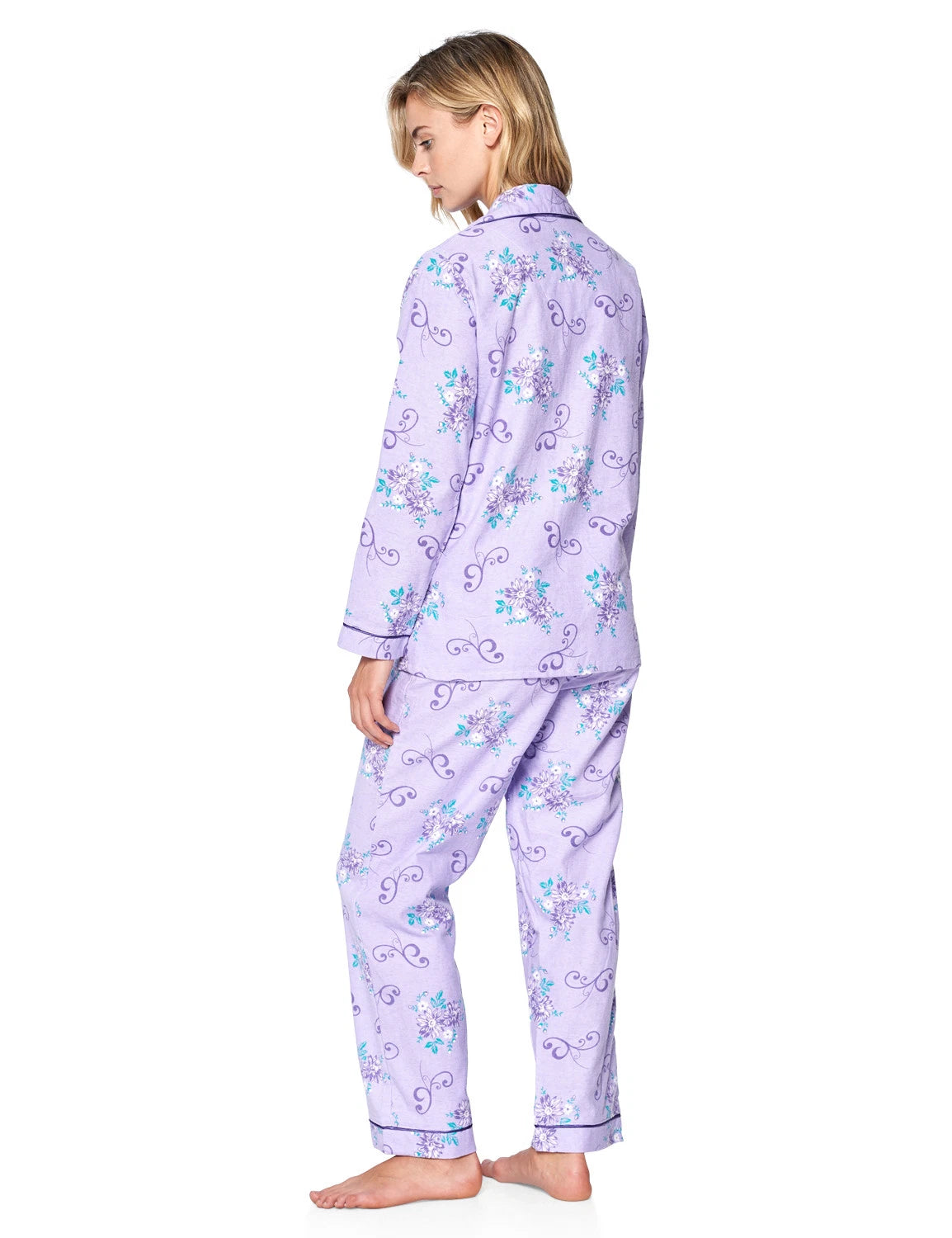 Casual Nights Women's Flannel Long Sleeve Button Down Pajama Set