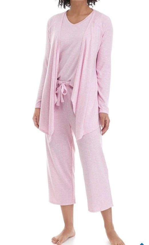 NWT Size Large 3 Piece Womens Pajamas Kim Rogers Intimates Pink Luxurious Feel 