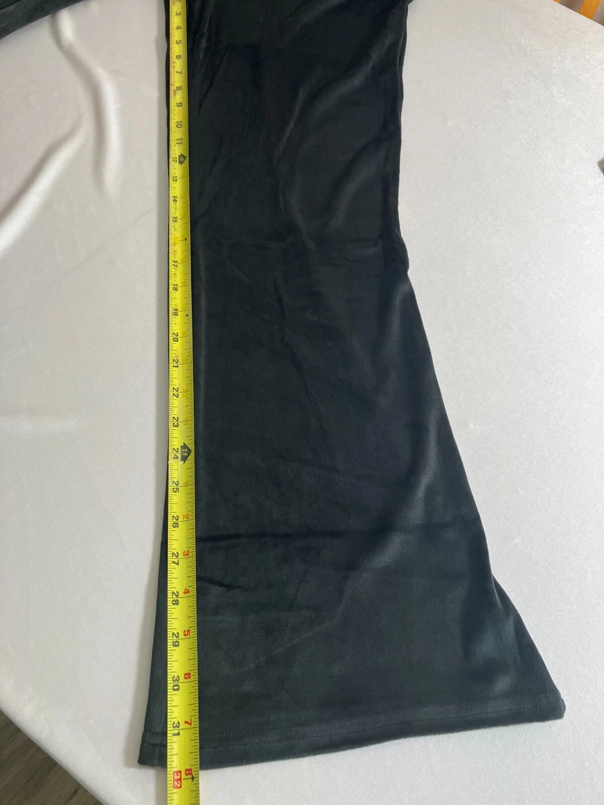 Juicy Couture Velour Sleepwear Lounge Set Size Large Black Top + Flare Pants NEW