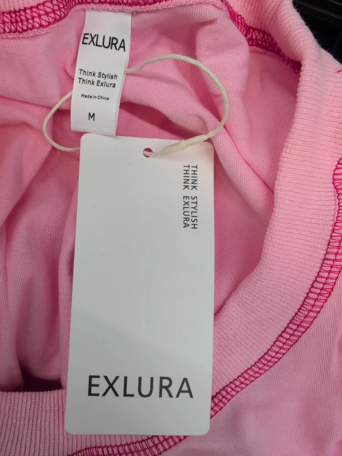 Exlura Soft Cotton Short Sleeves Top & Shorts Pajama Set Women's US Medium Pink