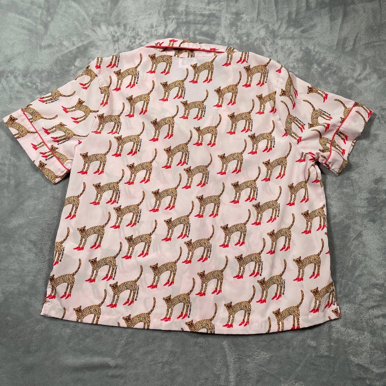 Bouffants Broken Hearts Pajama Set Women Large Pink Cheetah Novelty Sleep Lounge