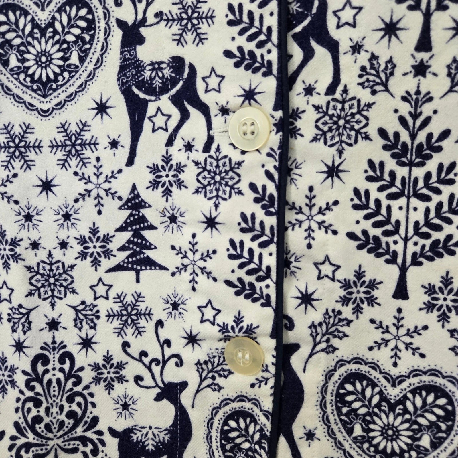 The Cats Pajamas Reindeer PJ Set Womens White Blue Holiday Christmas Loungewear