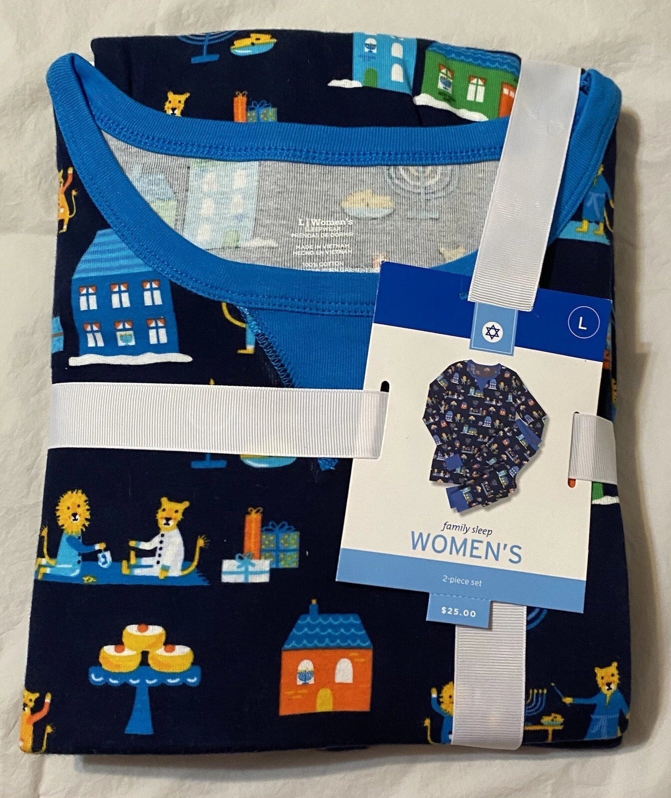 NEW NWT Jewish Holidays Women’s Sz Large PJ Pajama Set Pants + L/S Top