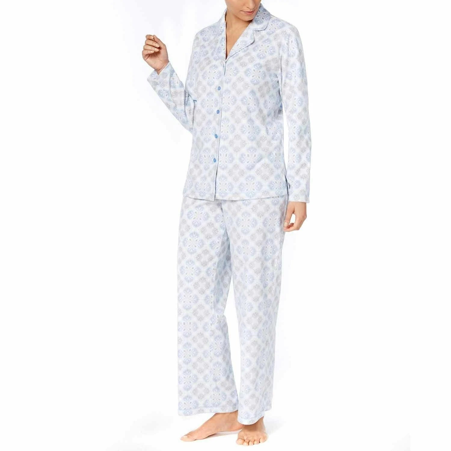 Charter Club Women's 2 Piece Fleece Pajama Set Button Front & Pant XXL $59