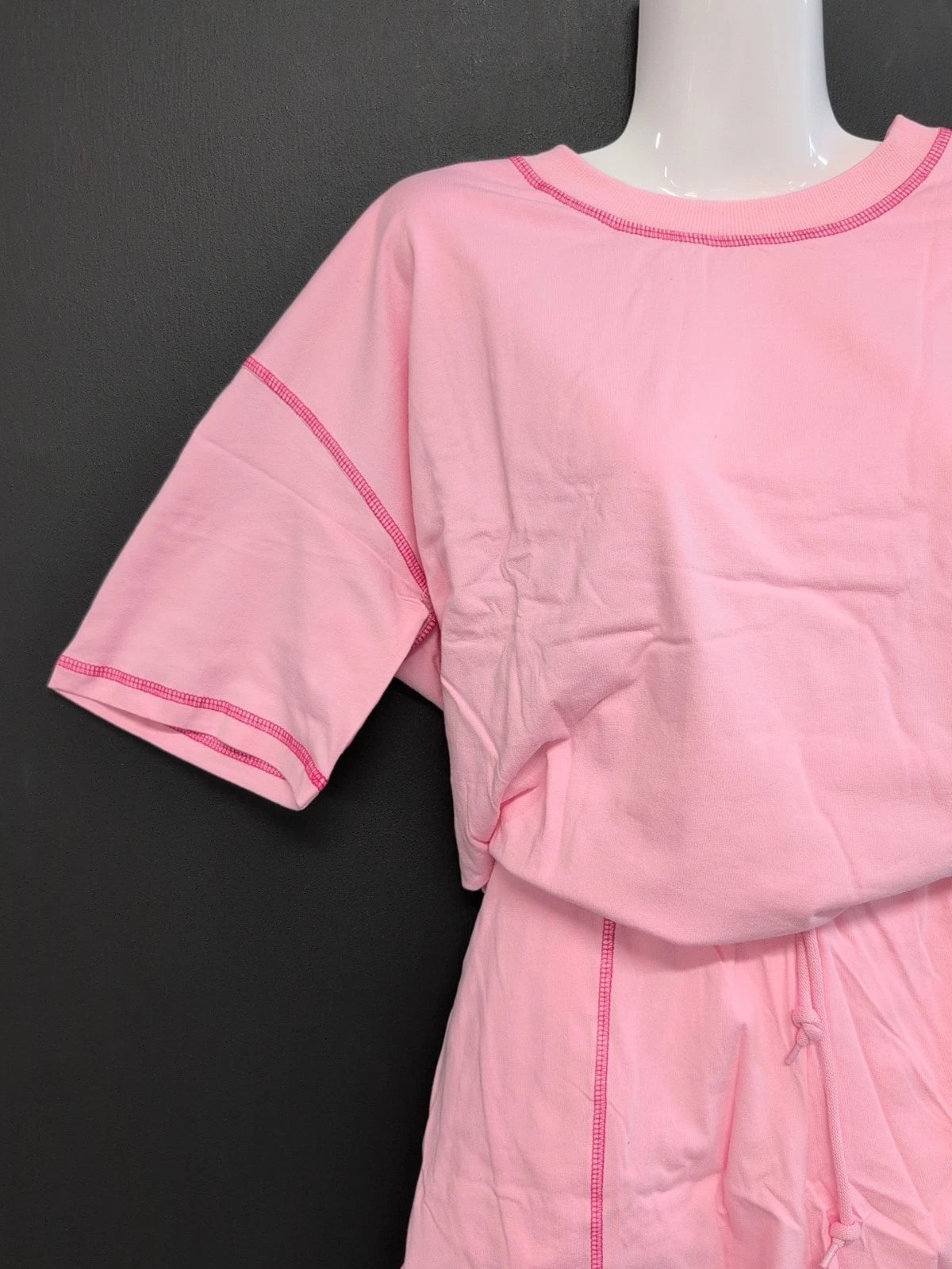 Exlura Soft Cotton Short Sleeves Top & Shorts Pajama Set Women's US Medium Pink