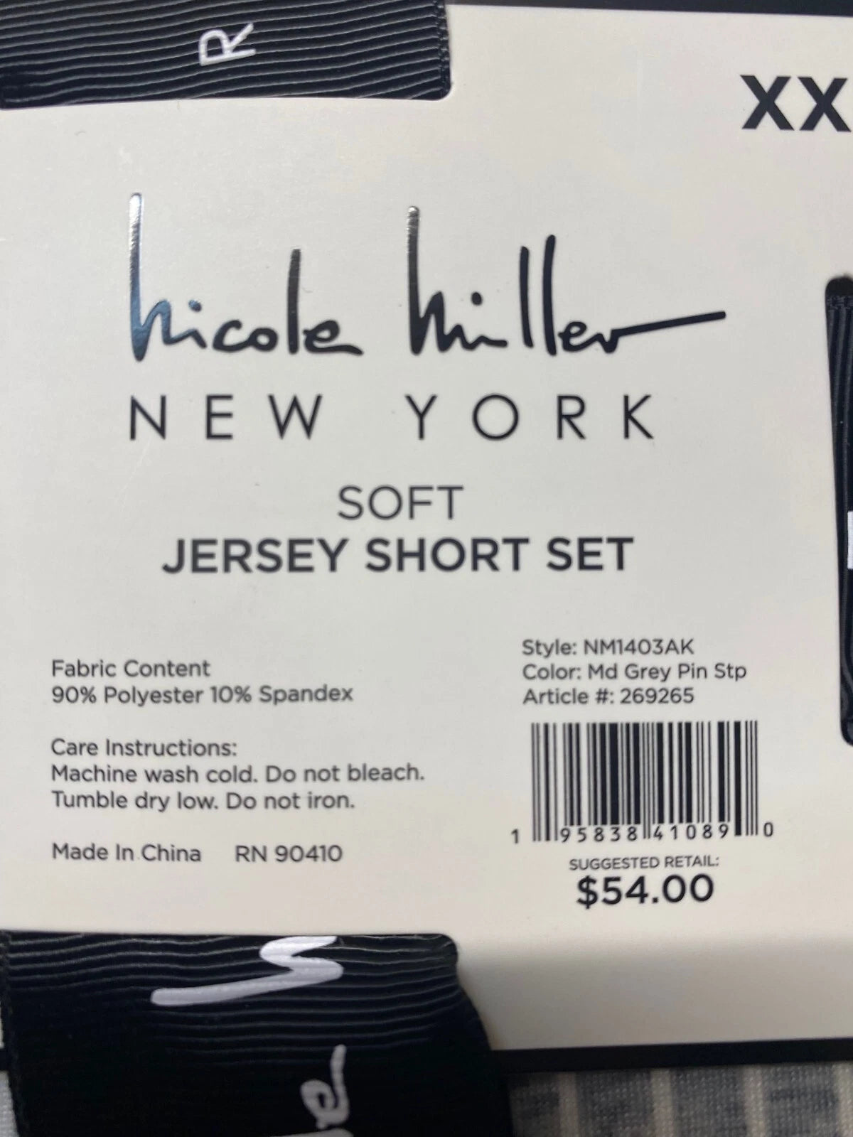 Nicole Miller Soft Jersey Short Pajama Set 2XL Gray Stripes