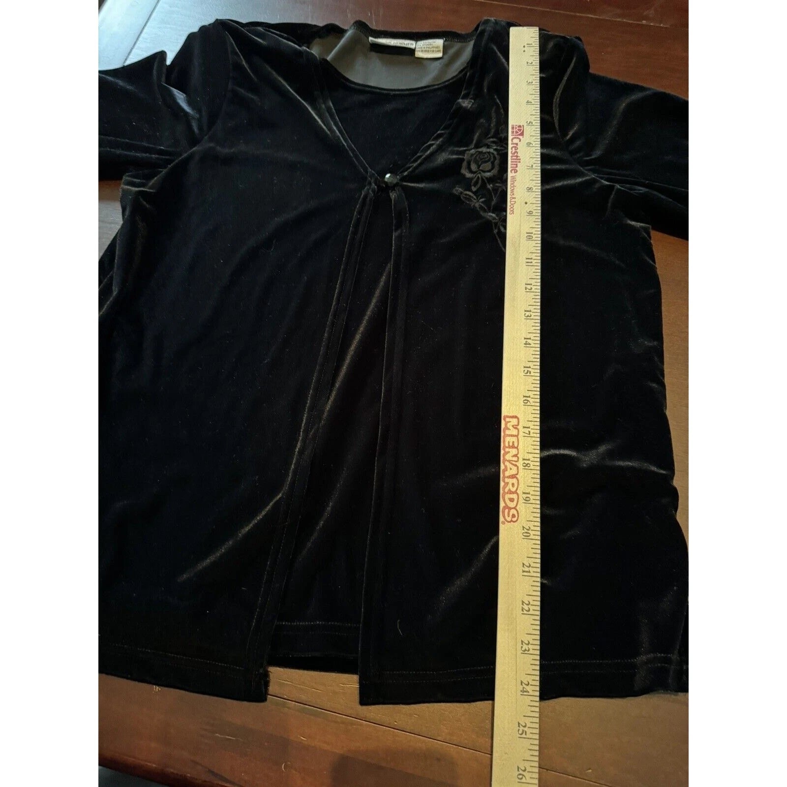 Alfred Dunner Woman 8 Petite Black Velour Shirt Pants Pajama Set Elastic Waist