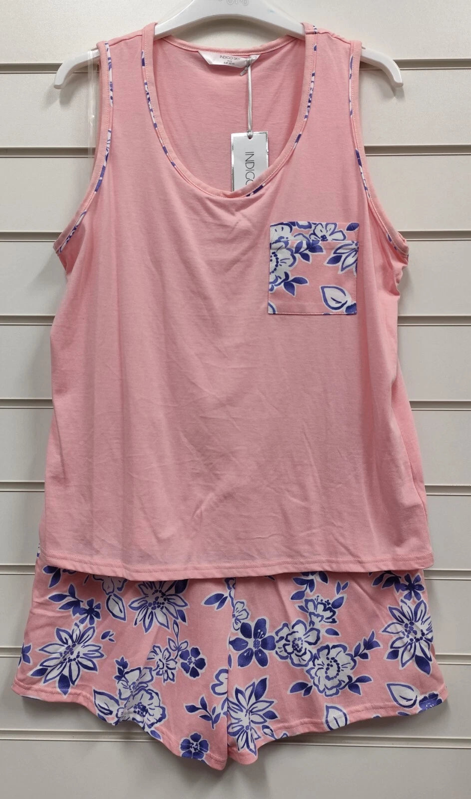 INDIGO SKY LADIES 100% COTTON JERSEY SLEEVELESS SHORT SET PYJAMA UK SIZES 10-20