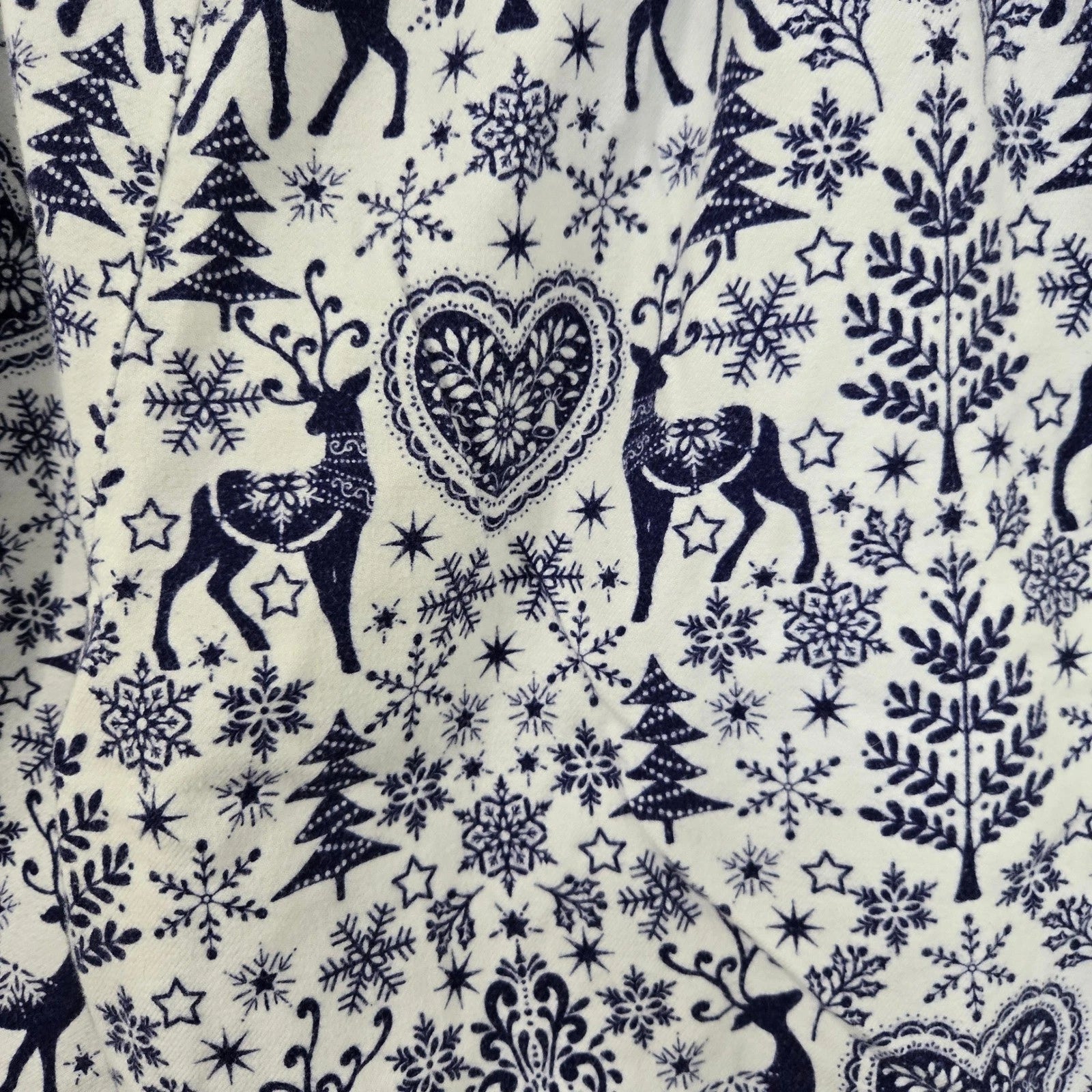 The Cats Pajamas Reindeer PJ Set Womens White Blue Holiday Christmas Loungewear