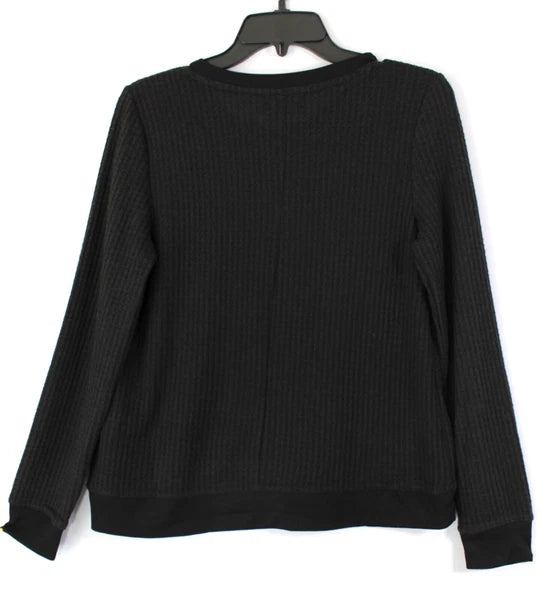 ALFANI Thermal Henley Pajama Set Size Medium Pockets Classic Black Retail $69.50