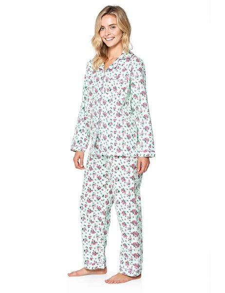 Casual Nights Women's Flannel Long Sleeve Button Down Pajama Set