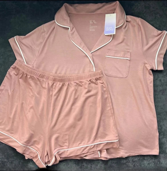 Stars Above Womens Short Sleeve Top & Bottom Set Pajama Size M Mauve Color NWT