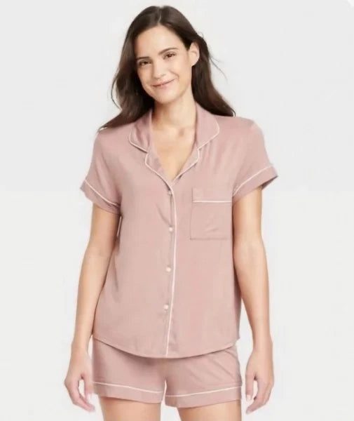 Stars Above Womens Short Sleeve Top & Bottom Set Pajama Size M Mauve Color NWT