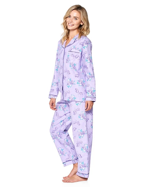 Casual Nights Women's Flannel Long Sleeve Button Down Pajama Set