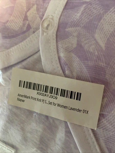 V-Neck Lace Trim Floral Pattern 2-Piece Pajama Set 1x Size