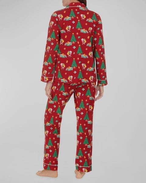 $135 Bed Head Women Red Button Holiday Christmas Pajama Set Sleepwear Size L