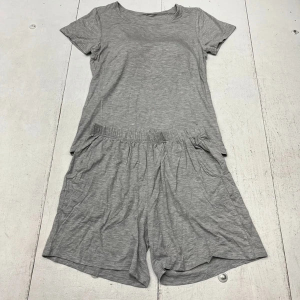 Gray 2 Piece Padded Short Sleeve & Shorts Pajama Set Women's Size L NEW