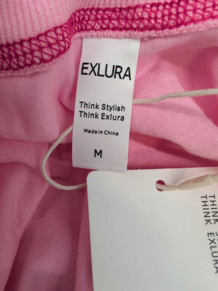 Exlura Soft Cotton Short Sleeves Top & Shorts Pajama Set Women's US Medium Pink