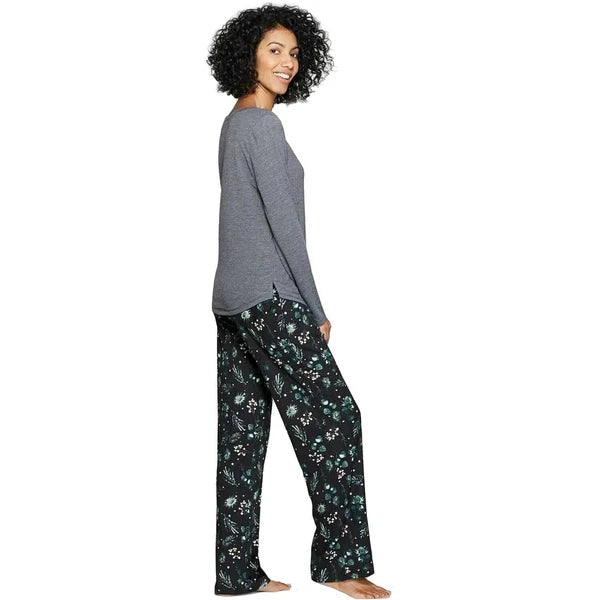 Stars Above Women's Henley Super Soft Sleep Pajama 2 Piece Set Smart Blue XL