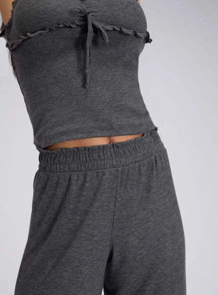 Boux Avenue Pyjama Set Women's Soft Comfy Frill Ribbed Pants Cami Top Sleepwear