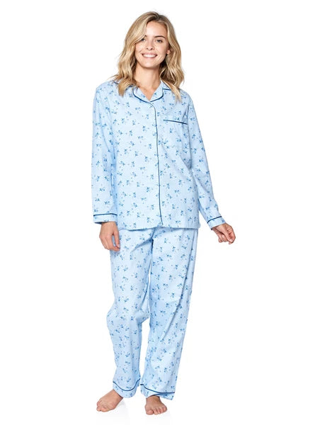 Casual Nights Women's Flannel Long Sleeve Button Down Pajama Set