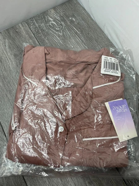 2pc Stars Above Womens Notch Collar Pajama Set, Lumbrook Mauve Size XS
