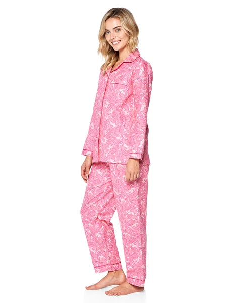 Casual Nights Women's Flannel Long Sleeve Button Down Pajama Set
