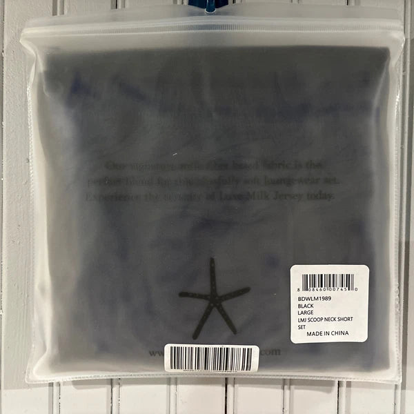 Barefoot Dreams Luxe Milk Jersey Scoop Neck Short Set Black NEW Large GIFT $110