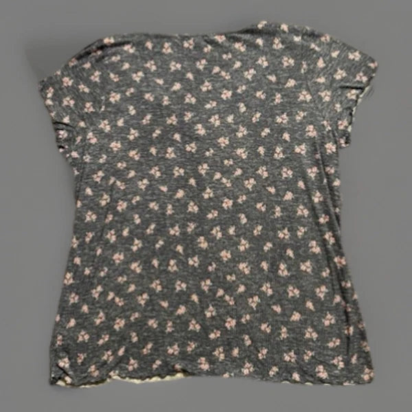 LAURA ASHLEY Pajama Set Womens 1X-Large Gray Pink Floral Short Sleeve Top/Pants
