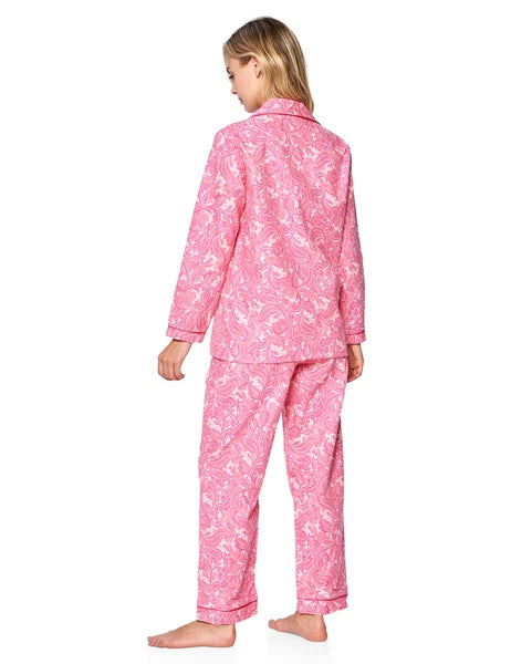 Casual Nights Women's Flannel Long Sleeve Button Down Pajama Set