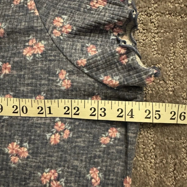 LAURA ASHLEY Pajama Set Womens 1X-Large Gray Pink Floral Short Sleeve Top/Pants