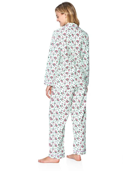 Casual Nights Women's Flannel Long Sleeve Button Down Pajama Set