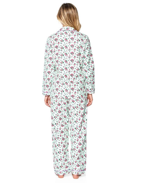 Casual Nights Women's Flannel Long Sleeve Button Down Pajama Set