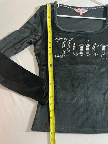 Juicy Couture Velour Sleepwear Lounge Set Size Large Black Top + Flare Pants NEW