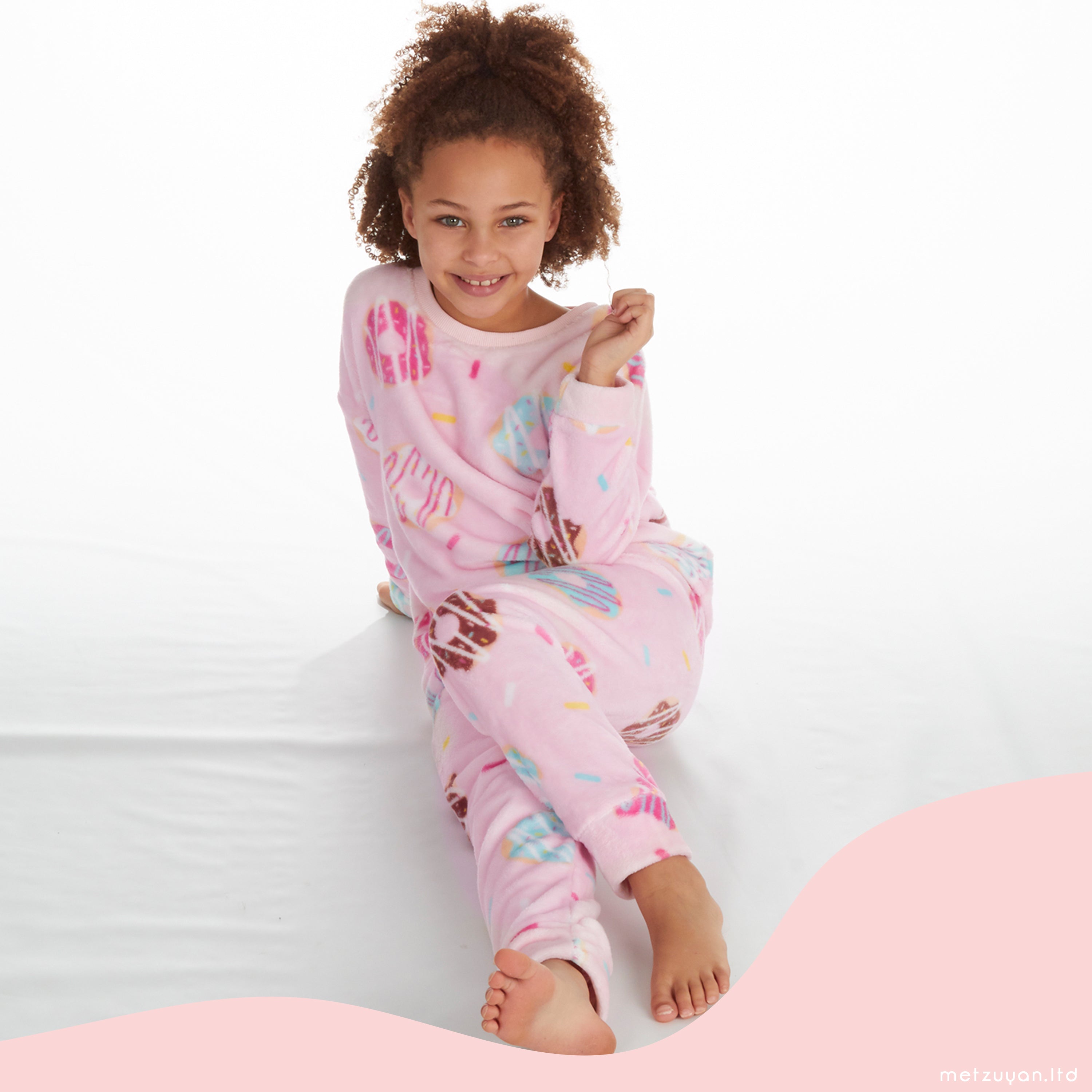 Mini Me Mum & Daughter Long Sleeved Plush Fleece Matching Pyjama Sets PJ's Pink