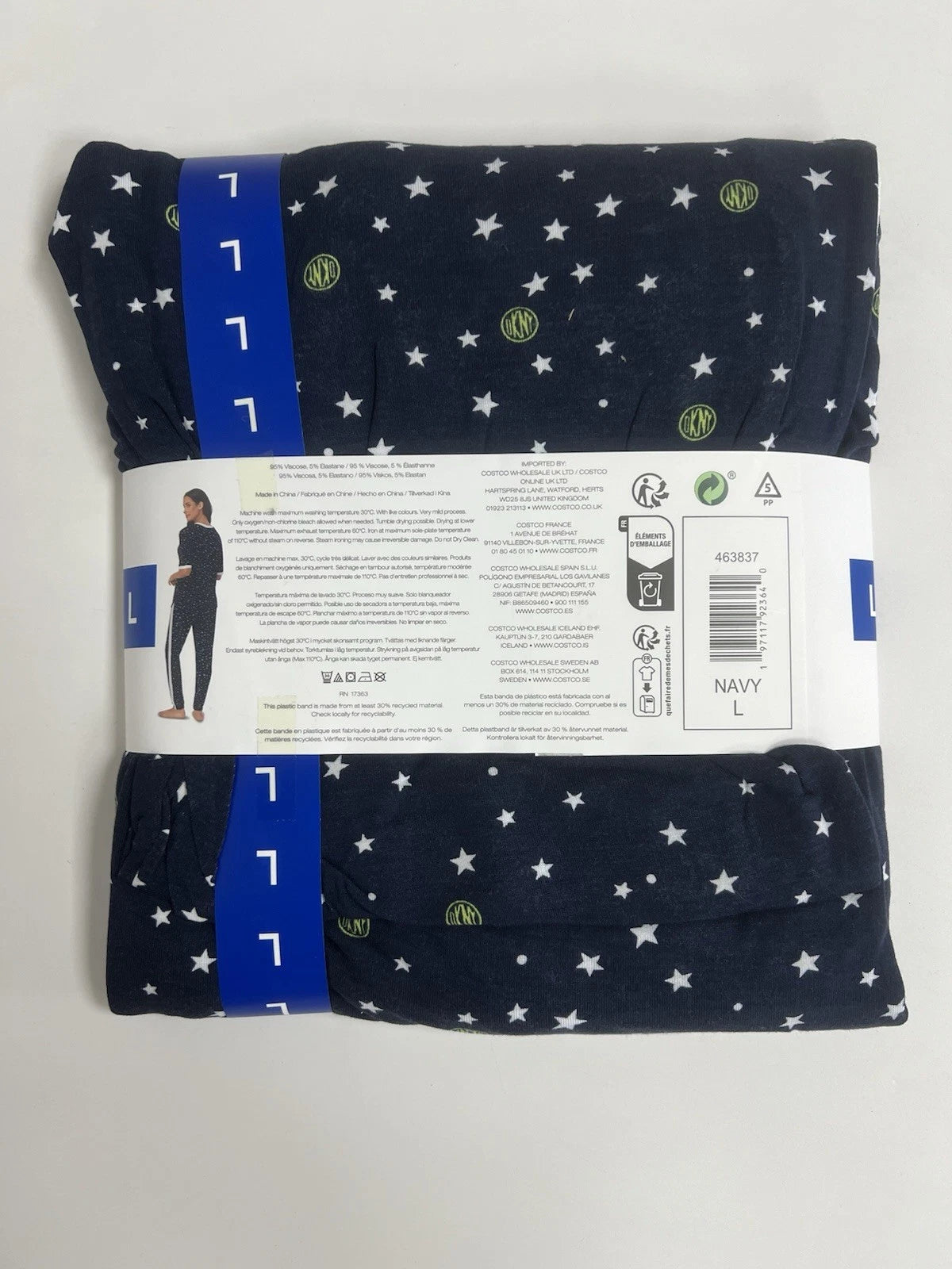 DKNY Pyjama 2 Piece Set Navy & Green Size Large Brand New In Original Packaging