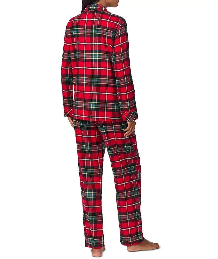 NWT Ralph Lauren RED/GREEN/PURPLE PLAID Brushed Twill Flannel Pajama Set XL SOFT