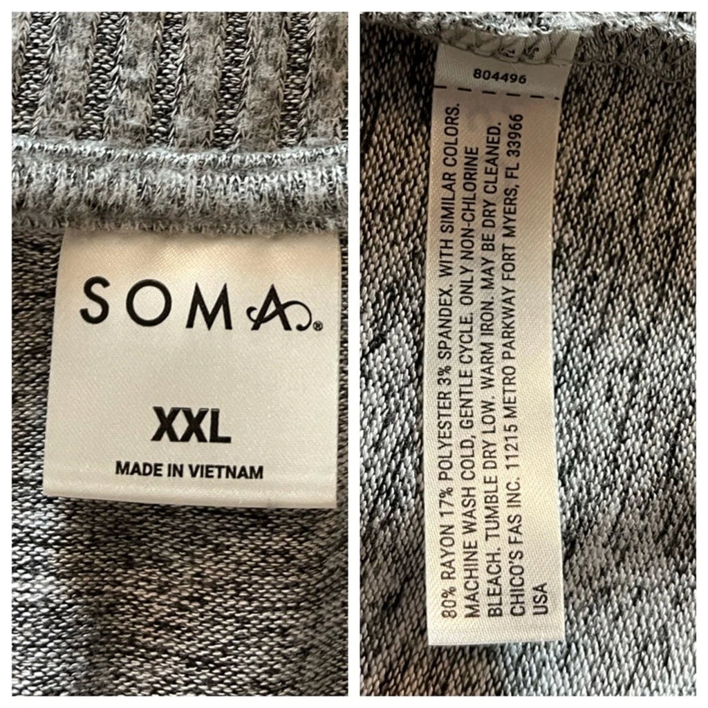 Soma Women’s Lounge Set Brushed Terry Ribbed Wide Leg Pants Gray Size XXL Plus