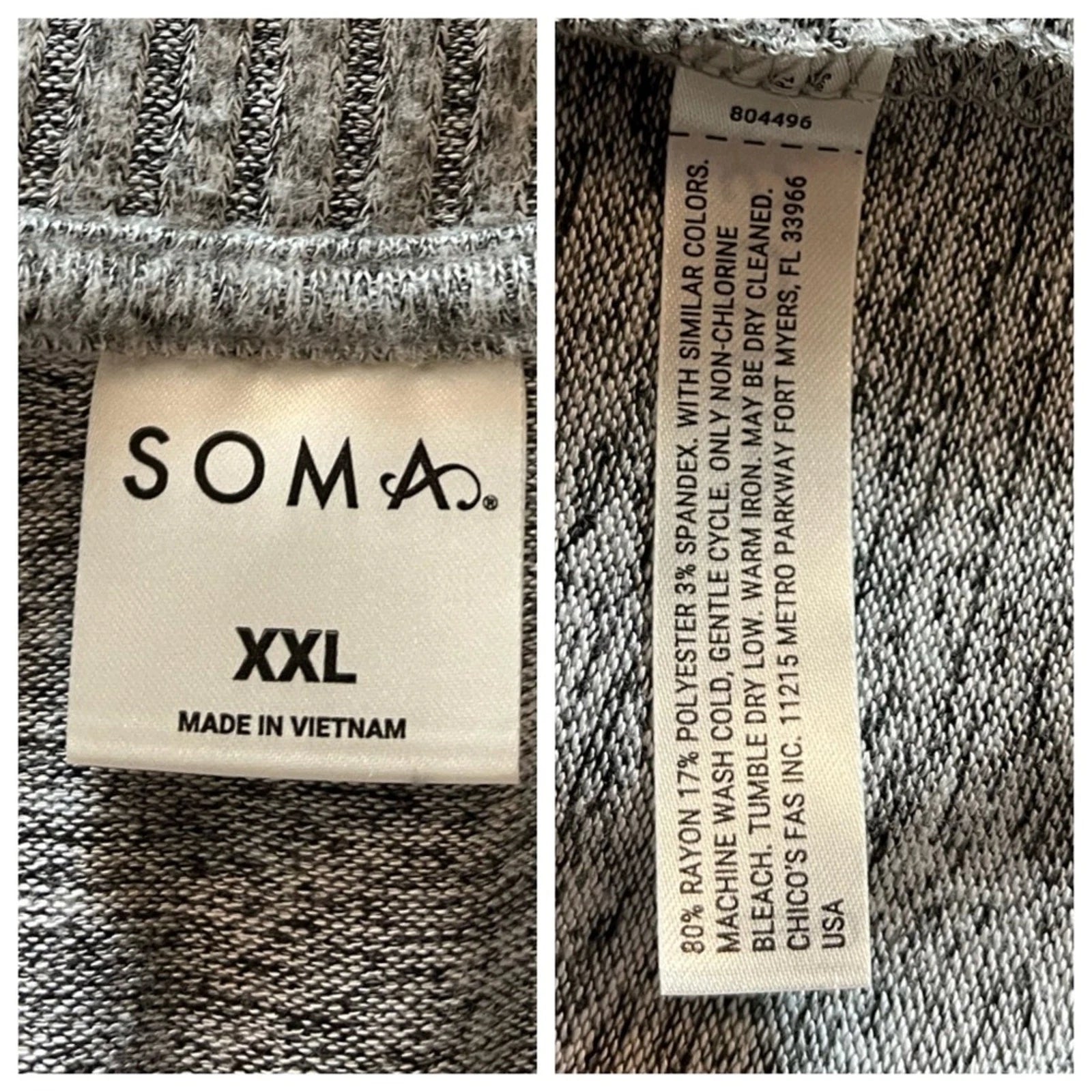 Soma Women’s Lounge Set Brushed Terry Ribbed Wide Leg Pants Gray Size XXL Plus