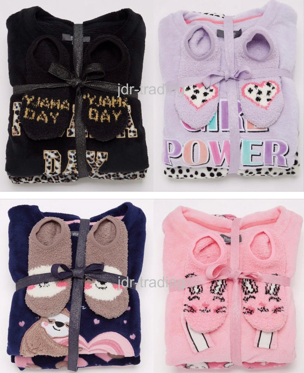 Ladies Womens SUPERSOFT FLEECE Pyjamas and Matching Socks Cosy PJ SET UK 8-26