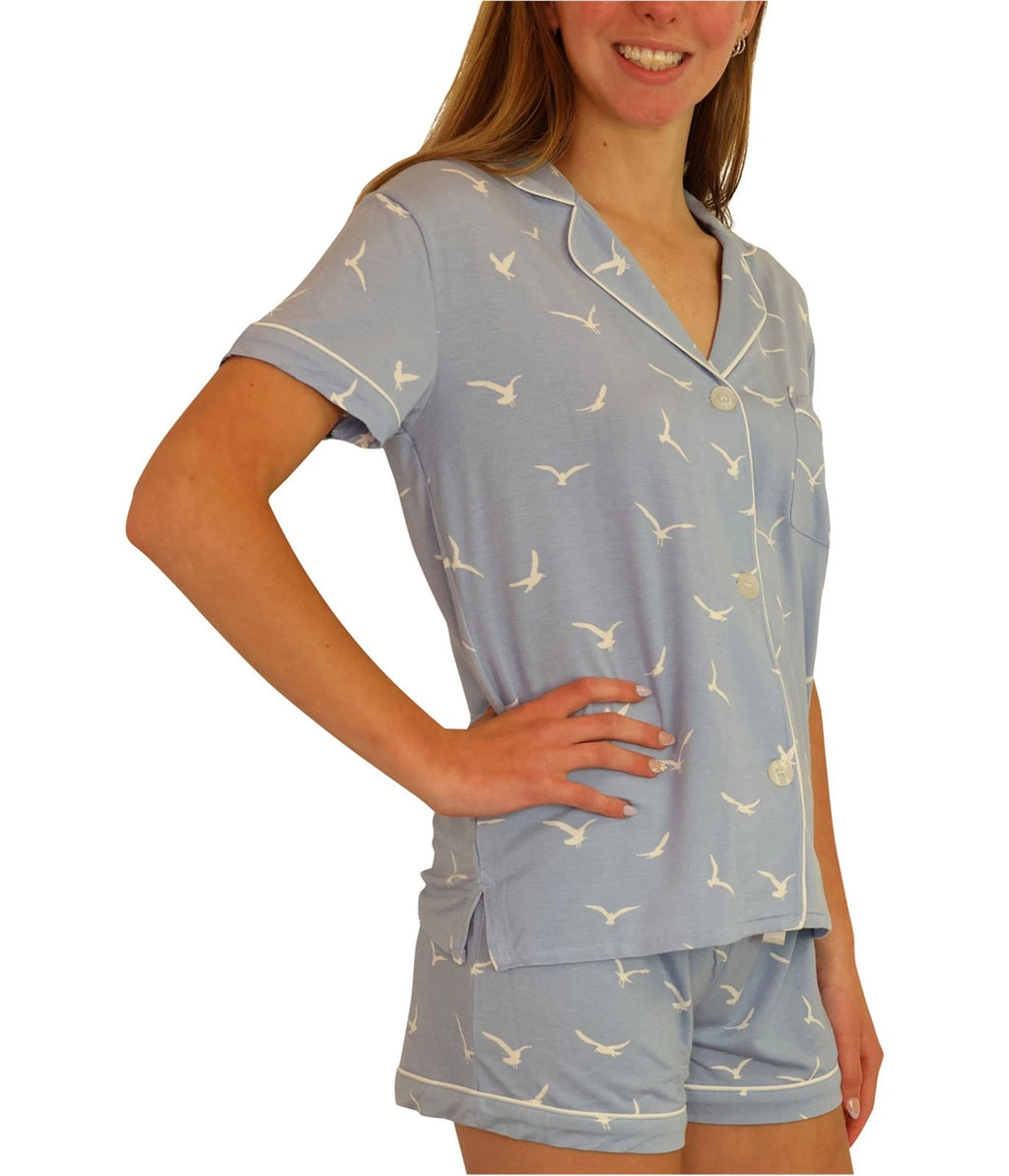 P.J. Salvage Womens In Flight 2 Pc Pajama Set, Blue, Small