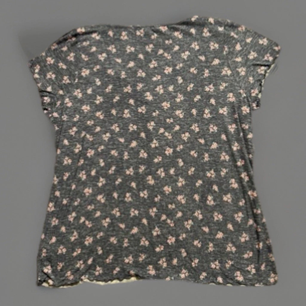 LAURA ASHLEY Pajama Set Womens 1X-Large Gray Pink Floral Short Sleeve Top/Pants