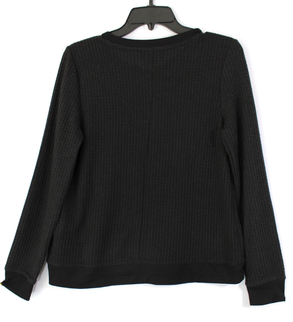 ALFANI Thermal Henley Pajama Set Size Medium Pockets Classic Black Retail $69.50