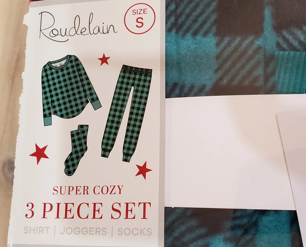 Roudelain Women's 3-Pc. Packaged Printed Pajamas & Socks Set - Porceleain Green