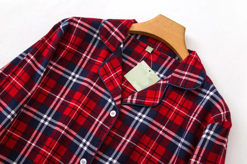 Womens 100% Cotton Pajamas Set Flannel Printed Button Nightwear Loungewear 12-24