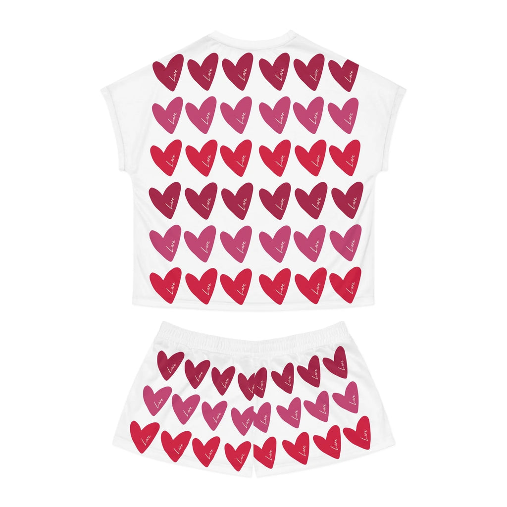 Love Is Everywhere Women's Short Pajama Set (White)