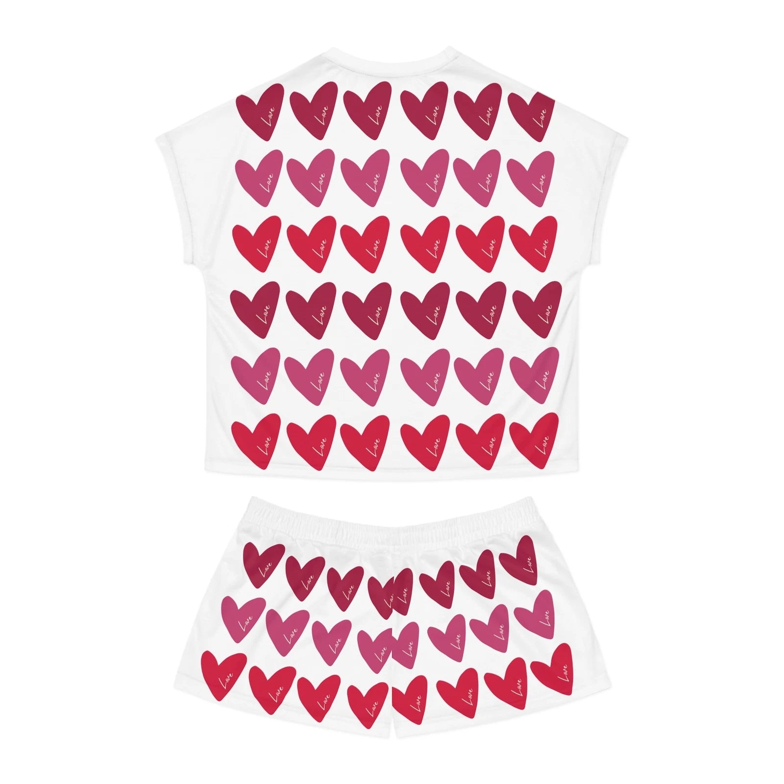 Love Is Everywhere Women's Short Pajama Set (White)