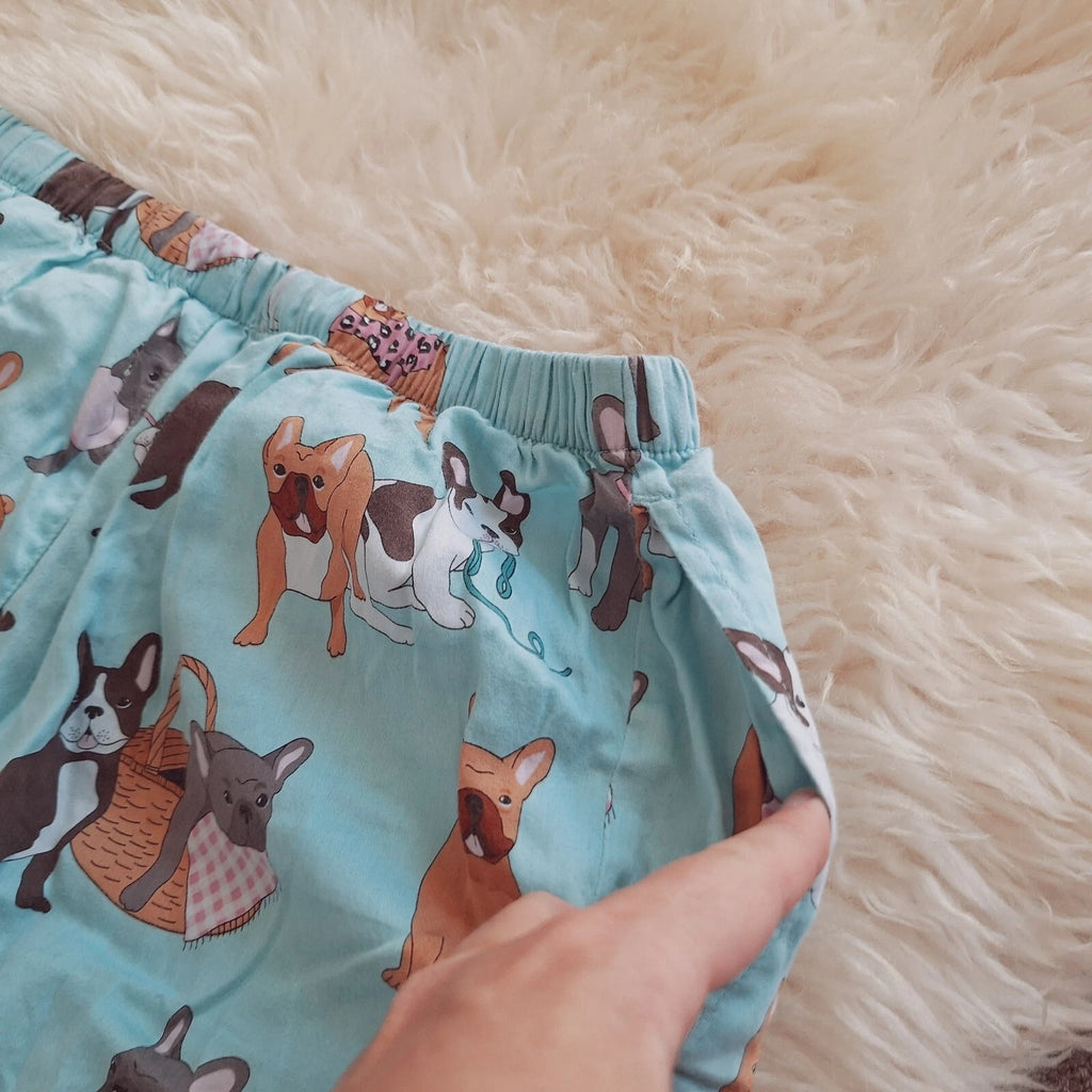 Peter Alexander Pug pyjama top Size S & Bottoms Size XS Set Shorts Dog