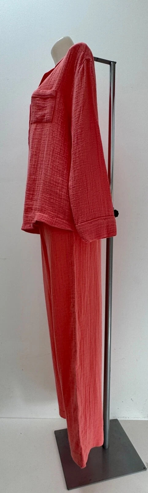 Ladies New Ex M&S  100% Cotton Coral  Pyjamas Size 8 10 12 14 16 18 20